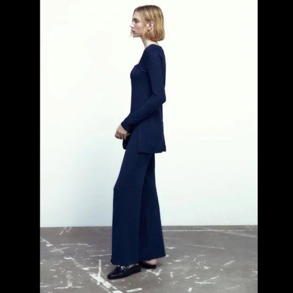 Like NEW ZARA angular square neckline sweater tunic with split detail - Picture 2 of 12